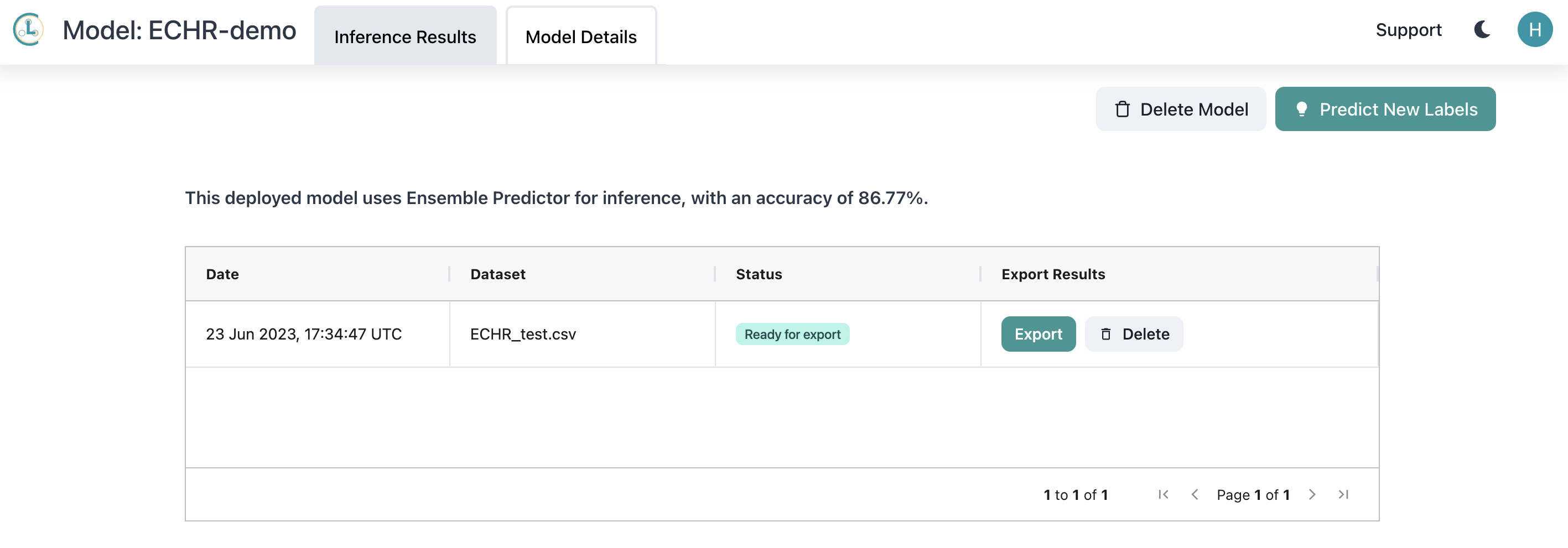 Export Inference Results